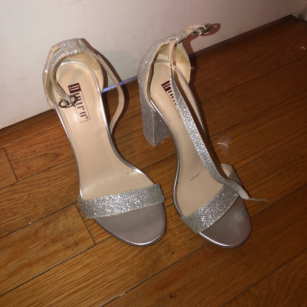 Silver glitter heels